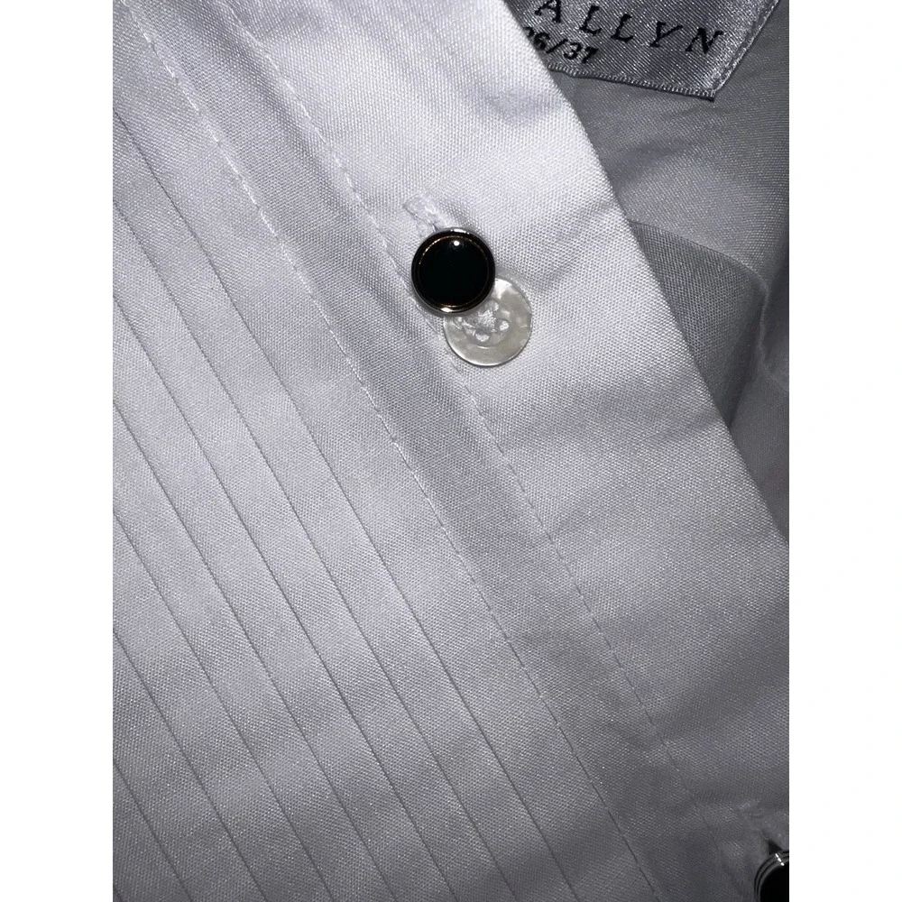 Neil Allyn 2XL Men's Tuxedo Shirt Pleated‎ White Jeweled Buttons